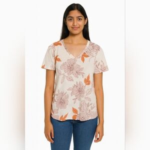 Rachel Roy NWT‎ Floral Spring V Neck Womens Short Sleeve Tee Size 1X